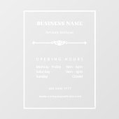 Minimalistische witte openingstijden van ouderwets raamsticker (Vel)