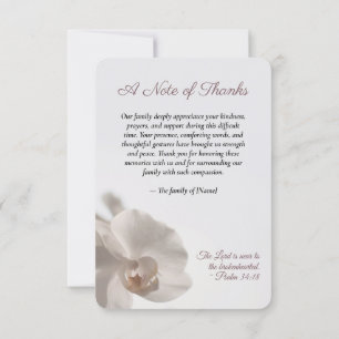 Minimalistische Witte Orchidee Herdenkingsteken Bedankkaart