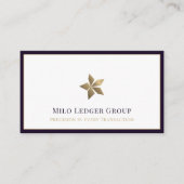 Minimalistische witte Paarse gouden Luxe Logo Visitekaartje (Voorkant)