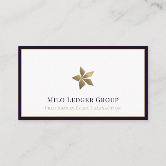 Minimalistische witte Paarse gouden Luxe Logo Visitekaartje (Voorkant)