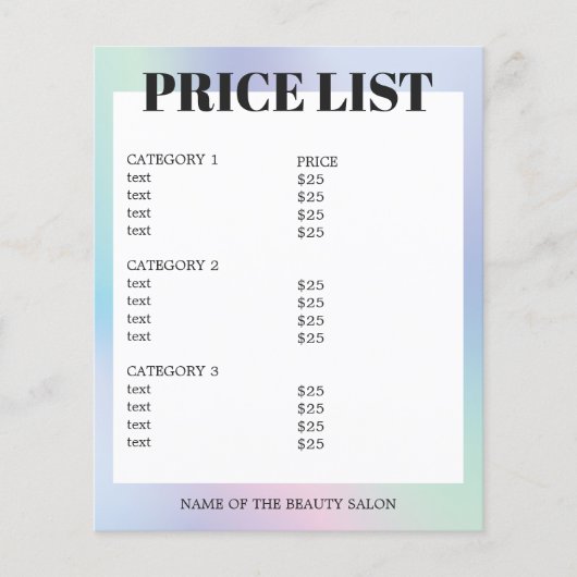 Minimalistische witte pastel QR-code salonprijzenl Flyer (Voorkant)