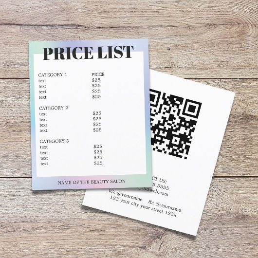 Minimalistische witte pastel QR-code salonprijzenl Flyer