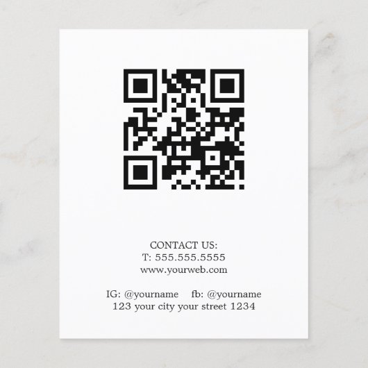 Minimalistische witte pastel vet QR Code Salon Flyer (Achterkant)