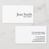 Minimalistische witte pianoleraar visitekaartje (Voorkant / Achterkant)