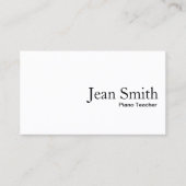 Minimalistische witte pianoleraar visitekaartje (Voorkant)
