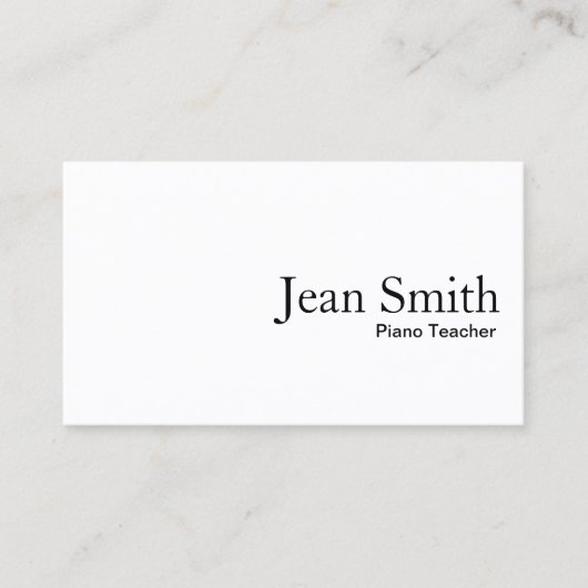 Minimalistische witte pianoleraar visitekaartje (Voorkant)