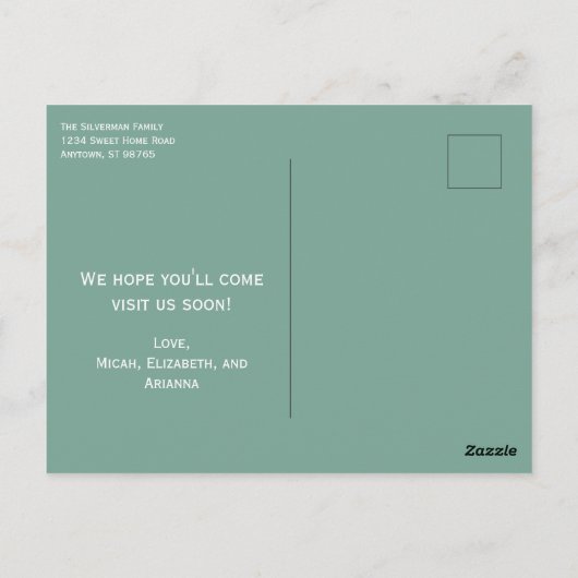 Minimalistische Witte Piket Hek op Groen We zijn v Briefkaart (Achterkant)