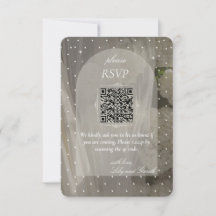 Minimalistische witte polka stip trouw-RSVP-QR-cod