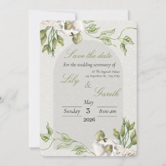 Minimalistische witte polka stippen groen Save The Date