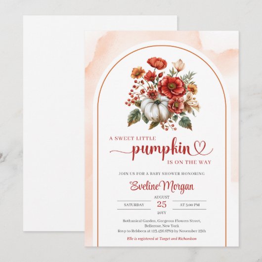 Minimalistische witte pompoen rode bordeauxrode bl kaart (Voorkant / Achterkant)