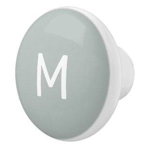 Minimalistische witte print Monogram op grijs Keramische Knop