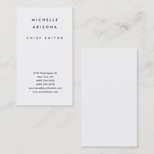 Minimalistische witte professionele moderne visitekaartje (Voorkant / Achterkant)