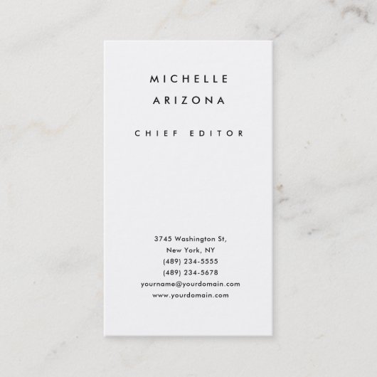 Minimalistische witte professionele moderne visitekaartje (Voorkant)