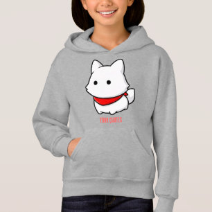 Minimalistische witte puppy met rode bandana