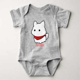 Minimalistische witte puppy met rode bandana romper