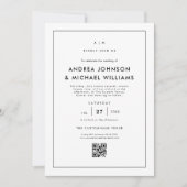 Minimalistische witte QR-code bruiloft Kaart (Voorkant)