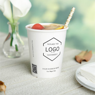 Minimalistische witte QR-code Business Logo Papieren Bekers