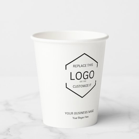 Minimalistische witte QR-code Business Logo Papieren Bekers (Achterkant)