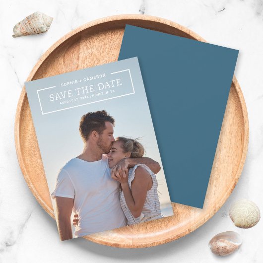 Minimalistische witte rand foto Save the Date Kaar