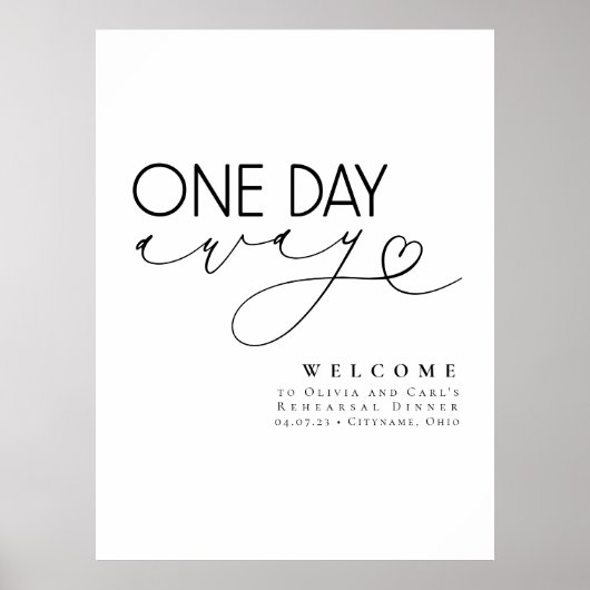 Minimalistische witte repetitie diner welkomstbord poster (Voorkant)