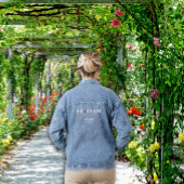 Minimalistische witte rode afstuderen naam denim jacket