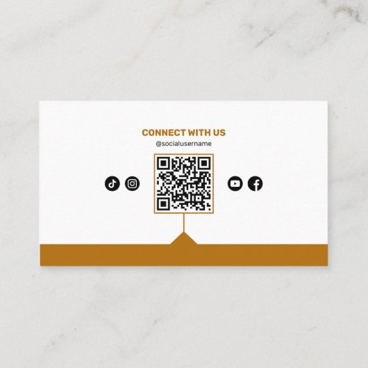 Minimalistische witte & roestige bruine kapperszaa visitekaartje (Achterkant)