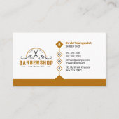 Minimalistische witte & roestige bruine kapperszaa visitekaartje (Voorkant)