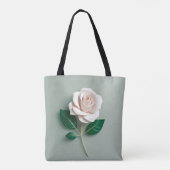 Minimalistische witte roos op groen tote bag (Achterkant)