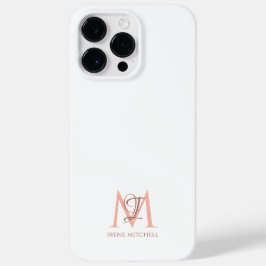 Minimalistische witte rose gouden monogram naam Case-Mate iPhone 14 pro max hoesje