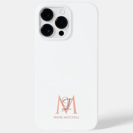 Minimalistische witte rose gouden monogram naam Case-Mate iPhone case (Achterkant)
