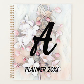 Minimalistische witte roze kersenbloesems tekening planner