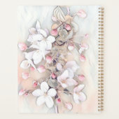 Minimalistische witte roze kersenbloesems tekening planner (Achterkant)