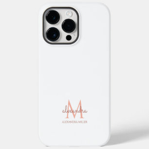 Minimalistische witte roze monogram naam iPhone 14 pro max hoesje