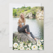 Minimalistische witte rozen groen foto Afstuderen Kaart (Achterkant)