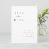 Minimalistische witte Save The Date-huwelijksuitno Kaart (Staand voorkant)