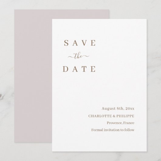 Minimalistische witte Save The Date-huwelijksuitno Kaart (Voorkant / Achterkant)