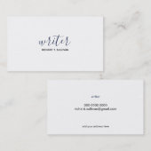 minimalistische witte schrijver ( aangepast beroep visitekaartje (Voorkant / Achterkant)