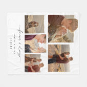 Minimalistische witte script 5 koppel foto collage fleece deken (Voorkant (Horizontaal))