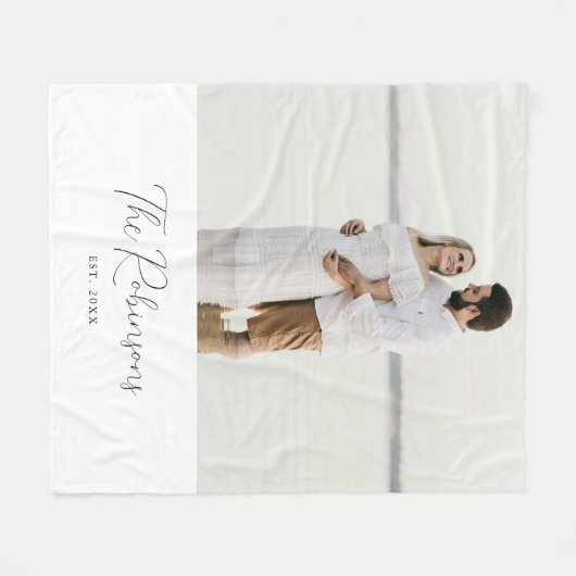 Minimalistische witte script aangepaste koppel fot fleece deken (Voorkant (Horizontaal))