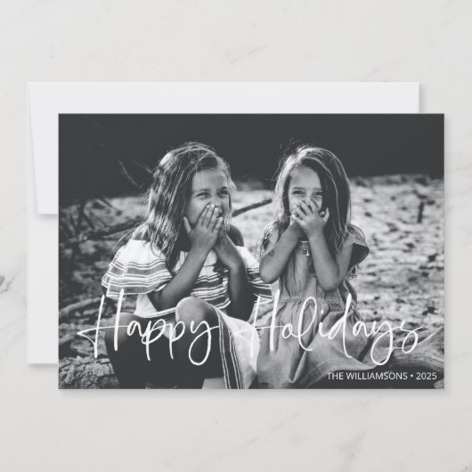 Minimalistische witte script typografie overlay fo feestdagenkaart (Voorkant)