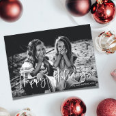 Minimalistische witte script typografie overlay fo feestdagenkaart