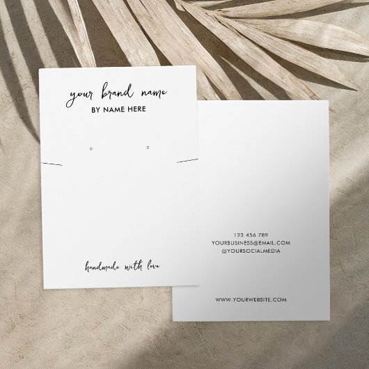 Minimalistische witte sieraden oorbel display Kaar Visitekaartje
