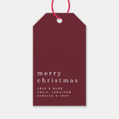 Minimalistische witte tekst Merry Christmas Bourgo Cadeaulabel (Voorkant)