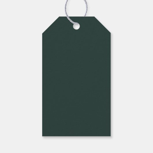 Minimalistische witte tekst Vrolijk kerstgroen Cadeaulabel (Achterkant)