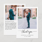 Minimalistische witte trouwfoto bedankkaart (Voorkant / Achterkant)