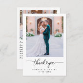Minimalistische witte trouwfoto dankkaart bedankkaart (Voorkant / Achterkant)