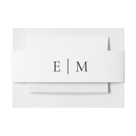 Minimalistische witte trouwring met zwarte monogra uitnodigingen wikkel