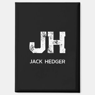 MINIMALISTISCHE WITTE TWEELITERIGE MONOGRAM NAAM Z MAGNEET