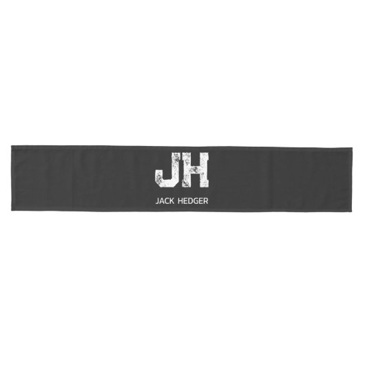 MINIMALISTISCHE WITTE TWEELITERIGE MONOGRAM NAAM Z MEDIUM TAFELLOPER (Horizontaal)