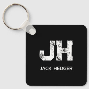 MINIMALISTISCHE WITTE TWEELITERIGE MONOGRAM NAAM Z SLEUTELHANGER
